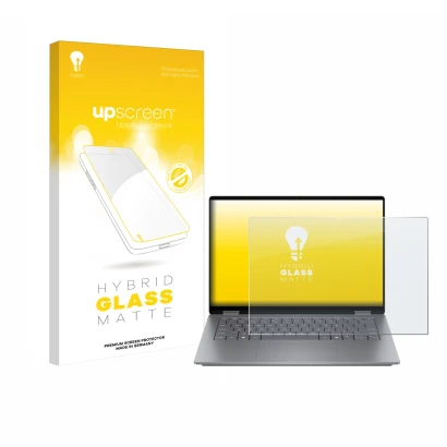 Parte frontale di una confezione del prodotto con il logo del marchio upscreen. Accanto è raffigurato il dispositivo HP OmniBo