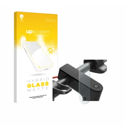 Parte frontale di una confezione del prodotto con il logo del marchio upscreen. Accanto è raffigurato il dispositivo Xiaomi El