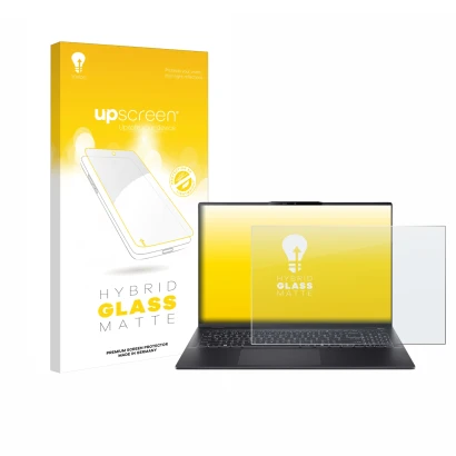 Parte frontale di una confezione del prodotto con il logo del marchio upscreen. Accanto è raffigurato il dispositivo Acer Swif