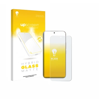 Parte frontale di una confezione del prodotto con il logo del marchio upscreen. Accanto è raffigurato il dispositivo Honor 400