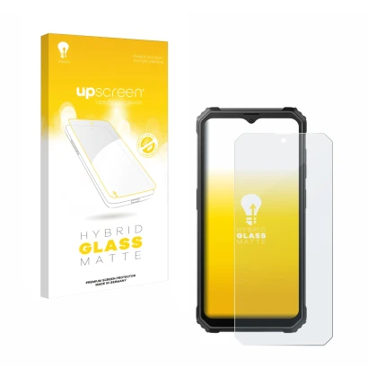 Parte frontale di una confezione del prodotto con il logo del marchio upscreen. Accanto è raffigurato il dispositivo Blackview