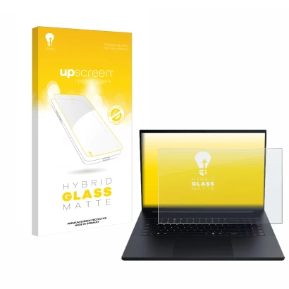 Parte frontale di una confezione del prodotto con il logo del marchio upscreen. Accanto è raffigurato il dispositivo Razer Bla