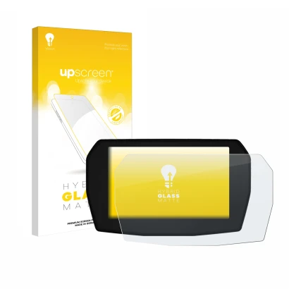 Parte frontale di una confezione del prodotto con il logo del marchio upscreen. Accanto è raffigurato il dispositivo Ducati Pa