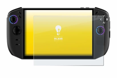 Immagine del dispositivo Lenovo Legion Go Gen 2 con un'ampia varietà di protezioni per lo schermo.