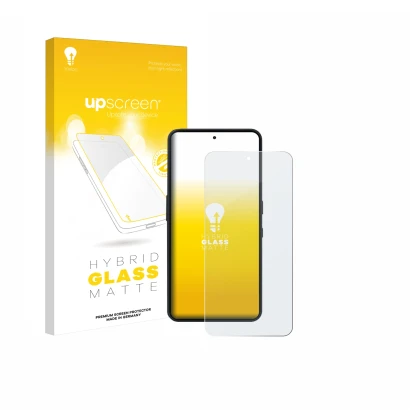 Parte frontale di una confezione del prodotto con il logo del marchio upscreen. Accanto è raffigurato il dispositivo Nothing P