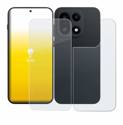 Immagine del dispositivo OnePlus 15 (Fronte+Retro) con un'ampia varietà di protezioni per lo schermo.