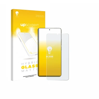 Parte frontale di una confezione del prodotto con il logo del marchio upscreen. Accanto è raffigurato il dispositivo Motorola 