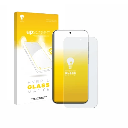 Parte frontale di una confezione del prodotto con il logo del marchio upscreen. Accanto è raffigurato il dispositivo OnePlus T