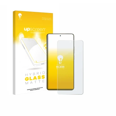 Parte frontale di una confezione del prodotto con il logo del marchio upscreen. Accanto è raffigurato il dispositivo Motorola 