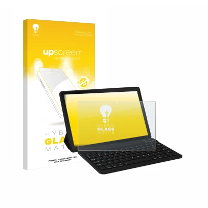 Parte frontale di una confezione del prodotto con il logo del marchio upscreen. Accanto è raffigurato il dispositivo Laptok YX