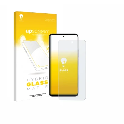 Parte frontale di una confezione del prodotto con il logo del marchio upscreen. Accanto è raffigurato il dispositivo realme P4