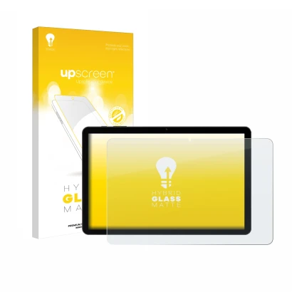 Parte frontale di una confezione del prodotto con il logo del marchio upscreen. Accanto è raffigurato il dispositivo Doogee Ta