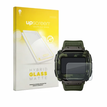 Parte frontale di una confezione del prodotto con il logo del marchio upscreen. Accanto è raffigurato il dispositivo Timex Com