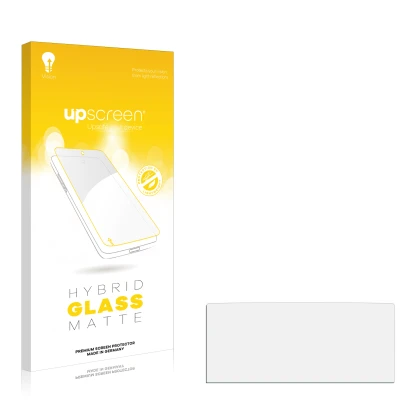 Parte frontale di una confezione del prodotto con il logo del marchio upscreen. Accanto si trova la protezione per lo schermo 