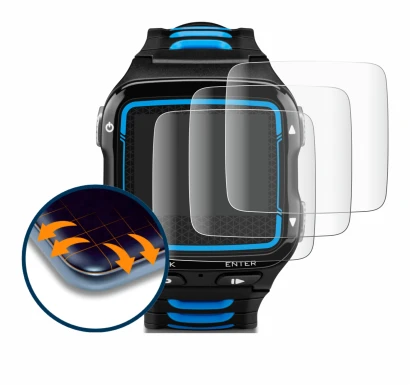 Immagine del dispositivo Garmin Forerunner 920XT con un'ampia varietà di protezioni per lo schermo.
