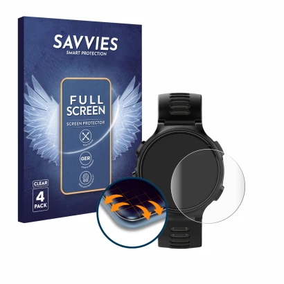 Parte frontale di una confezione del prodotto con il logo del marchio Savvies. Accanto è raffigurato il dispositivo Garmin For