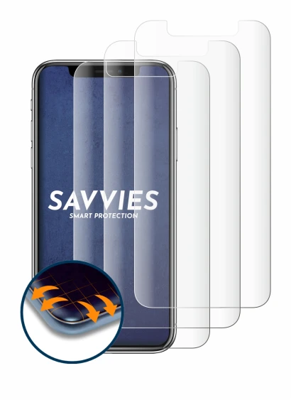 Immagine del dispositivo Apple iPhone X con un'ampia varietà di protezioni per lo schermo.