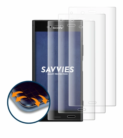 Immagine del dispositivo Sony Xperia XZ1 con un'ampia varietà di protezioni per lo schermo.