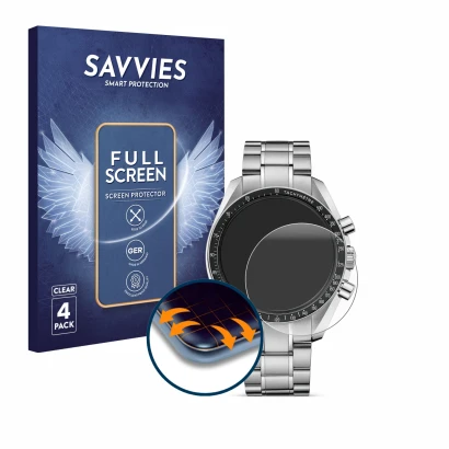 Parte frontale di una confezione del prodotto con il logo del marchio Savvies. Accanto è raffigurato il dispositivo Omega Spee