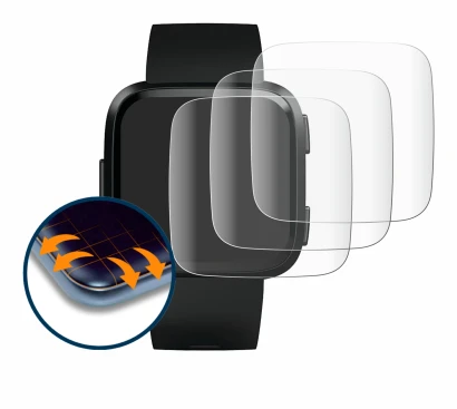 Immagine del dispositivo Fitbit Versa con un'ampia varietà di protezioni per lo schermo.