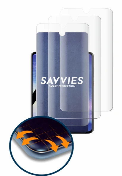 Immagine del dispositivo Huawei Mate 20 con un'ampia varietà di protezioni per lo schermo.