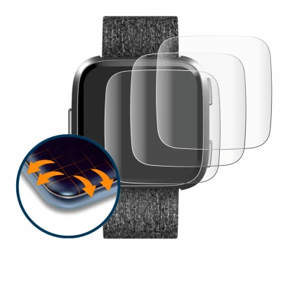 Immagine del dispositivo Fitbit Versa Special Edition con un'ampia varietà di protezioni per lo schermo.