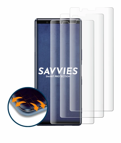 Immagine del dispositivo Sony Xperia 5 con un'ampia varietà di protezioni per lo schermo.