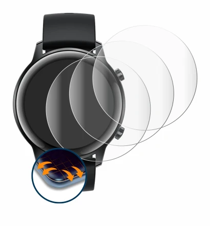 Immagine del dispositivo Honor Watch Magic 2 (42 mm) con un'ampia varietà di protezioni per lo schermo.