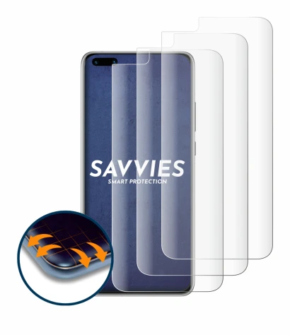 Immagine del dispositivo Huawei P40 Pro con un'ampia varietà di protezioni per lo schermo.