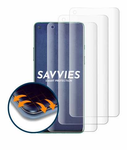 Immagine del dispositivo OnePlus 8 con un'ampia varietà di protezioni per lo schermo.