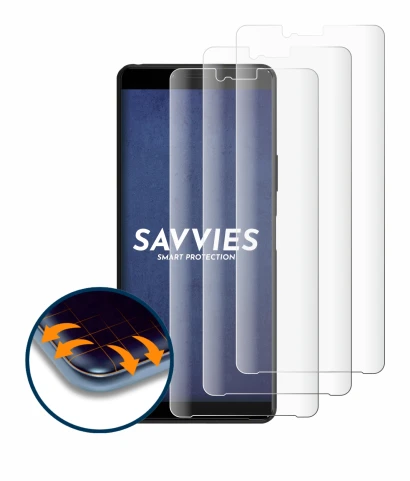 Immagine del dispositivo Sony Xperia 10 II con un'ampia varietà di protezioni per lo schermo.