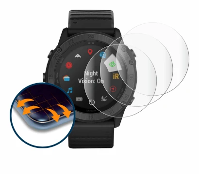 Immagine del dispositivo Garmin Tactix Delta Solar Ballistic con un'ampia varietà di protezioni per lo schermo.