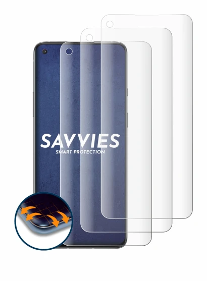 Immagine del dispositivo OnePlus 8T con un'ampia varietà di protezioni per lo schermo.