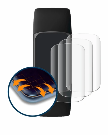 Immagine del dispositivo Fitbit Charge 5 con un'ampia varietà di protezioni per lo schermo.