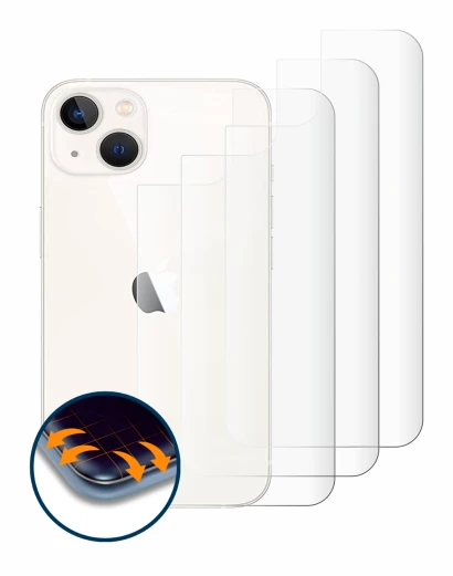Immagine del dispositivo Apple iPhone 13 (Posteriore) con un'ampia varietà di protezioni per lo schermo.