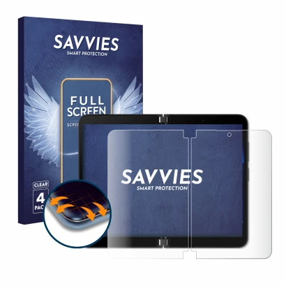 Parte frontale di una confezione del prodotto con il logo del marchio Savvies. Accanto è raffigurato il dispositivo Microsoft 