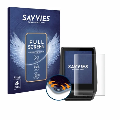 Parte frontale di una confezione del prodotto con il logo del marchio Savvies. Accanto è raffigurato il dispositivo Bosch Nyon