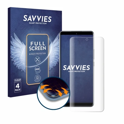 Parte frontale di una confezione del prodotto con il logo del marchio Savvies. Accanto è raffigurato il dispositivo Xiaomi 12 