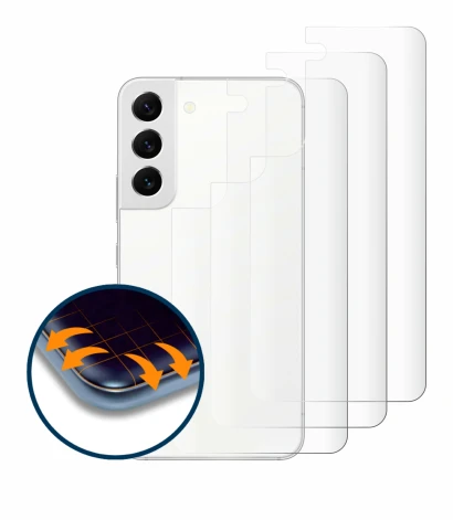 Immagine del dispositivo Samsung Galaxy S22 5G (Posteriore) con un'ampia varietà di protezioni per lo schermo.