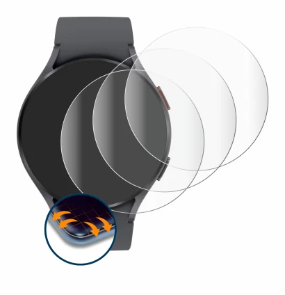 Immagine del dispositivo Samsung Galaxy Watch 5 (44mm) con un'ampia varietà di protezioni per lo schermo.