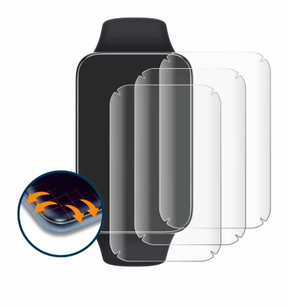 Immagine del dispositivo Xiaomi Smart Band 7 Pro con un'ampia varietà di protezioni per lo schermo.