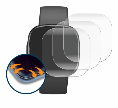 Immagine del dispositivo Fitbit Sense 2 con un'ampia varietà di protezioni per lo schermo.