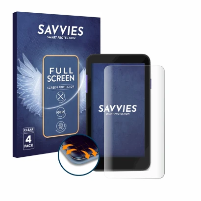 Parte frontale di una confezione del prodotto con il logo del marchio Savvies. Accanto è raffigurato il dispositivo Zettle Ter