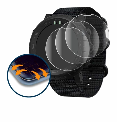 Immagine del dispositivo Suunto Core Alpha con un'ampia varietà di protezioni per lo schermo.