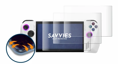 Immagine del dispositivo ASUS ROG Ally (2023) RC71L con un'ampia varietà di protezioni per lo schermo.