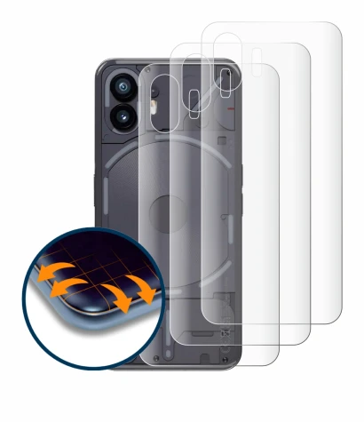 Immagine del dispositivo Nothing Phone (2) (Posteriore) con un'ampia varietà di protezioni per lo schermo.