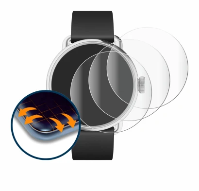 Immagine del dispositivo Withings ScanWatch 2 (38 mm) con un'ampia varietà di protezioni per lo schermo.
