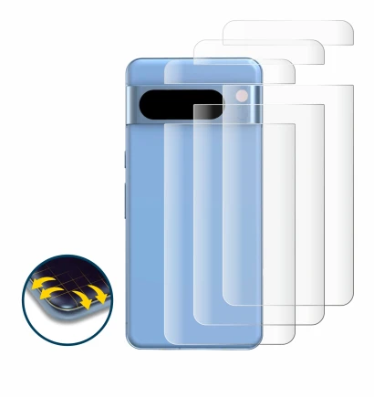 Immagine del dispositivo Google Pixel 8 Pro (Posteriore) con un'ampia varietà di protezioni per lo schermo.