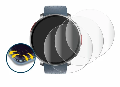 Immagine del dispositivo Polar Vantage V3 con un'ampia varietà di protezioni per lo schermo.