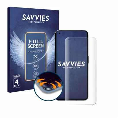 Parte frontale di una confezione del prodotto con il logo del marchio Savvies. Accanto è raffigurato il dispositivo Nothing Ph